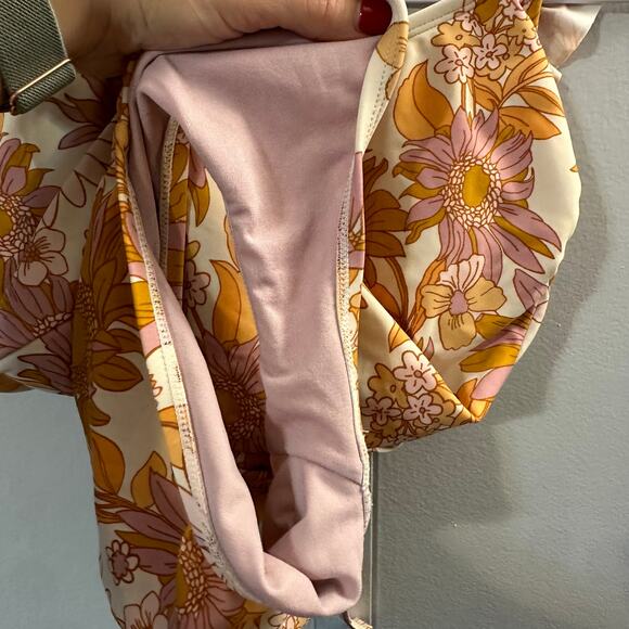 Kona Sol Women's‎ Orangey Floral Tie Back Strappy One-Piece Swimsuit Size Small - Picture 4 of 7